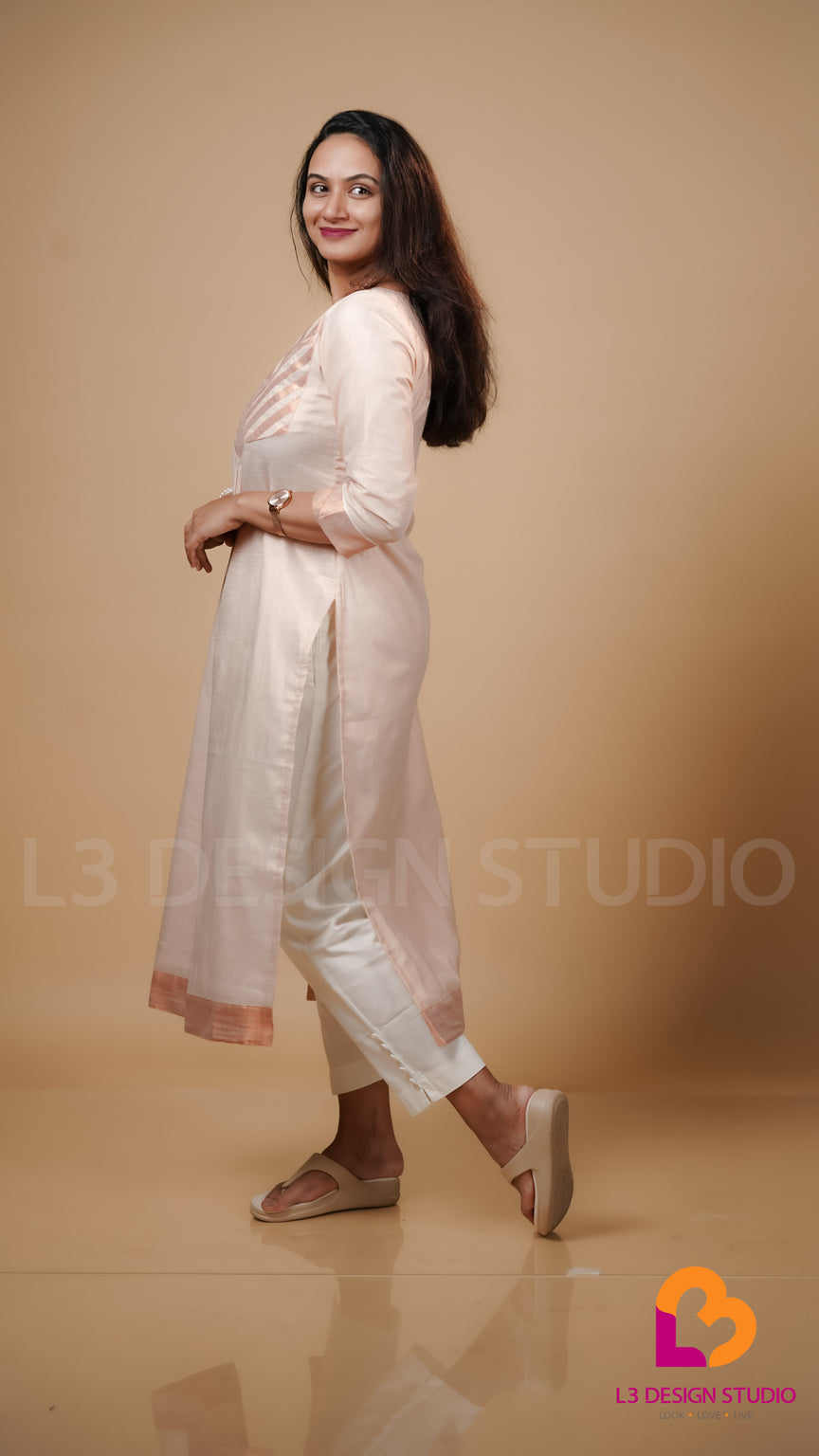 Copper Tissue Kurti with Elegant Patterned Details