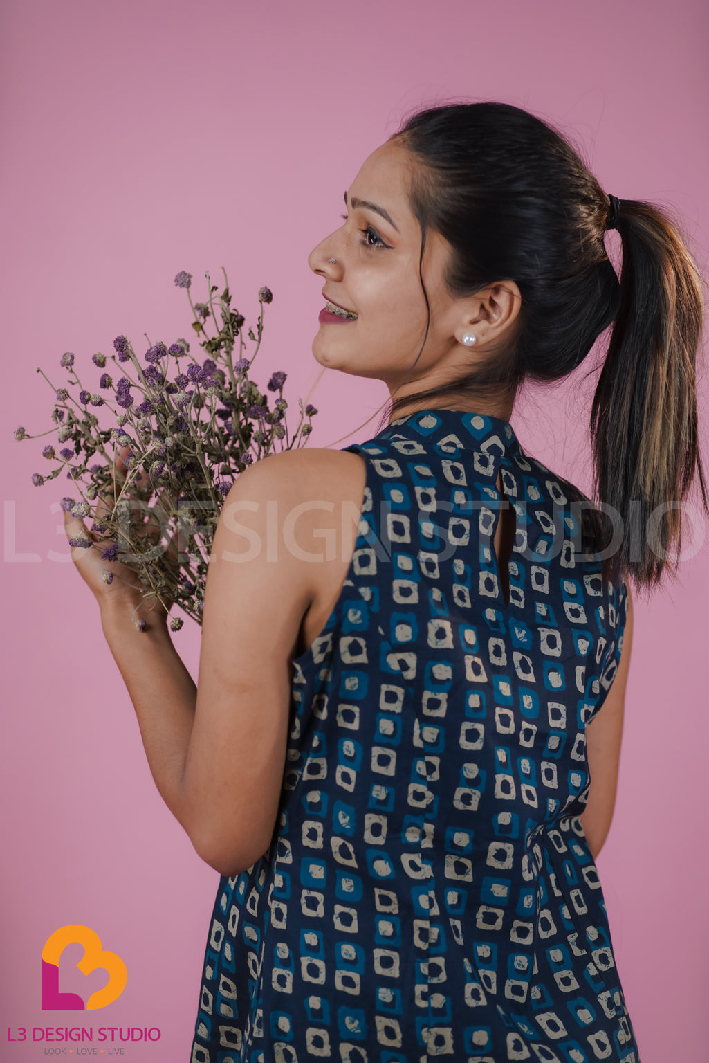 Indigo Batik Halter Neck Kurti