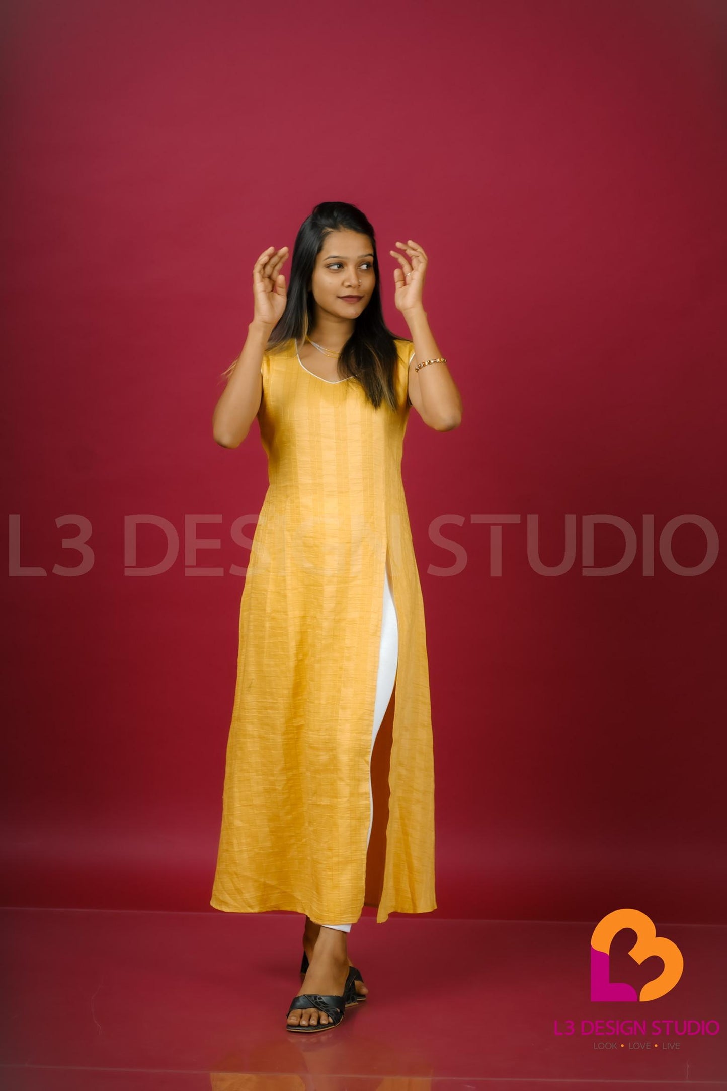 Mustard Yellow A-Line Kurti Dress