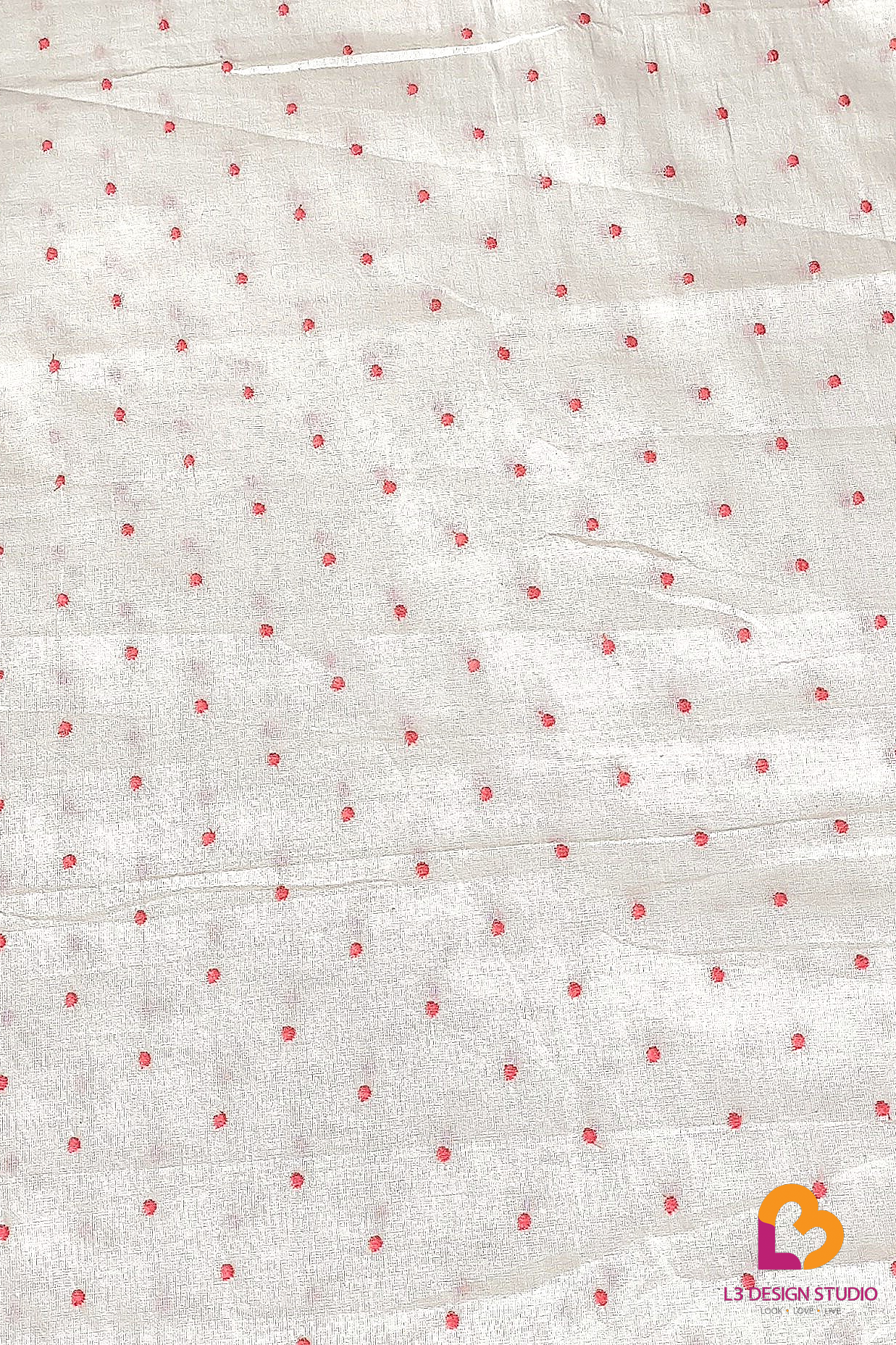 3 Meters Versatile Dyeable Cotton Fabric Featuring Eye-Catching Red Polka Dots