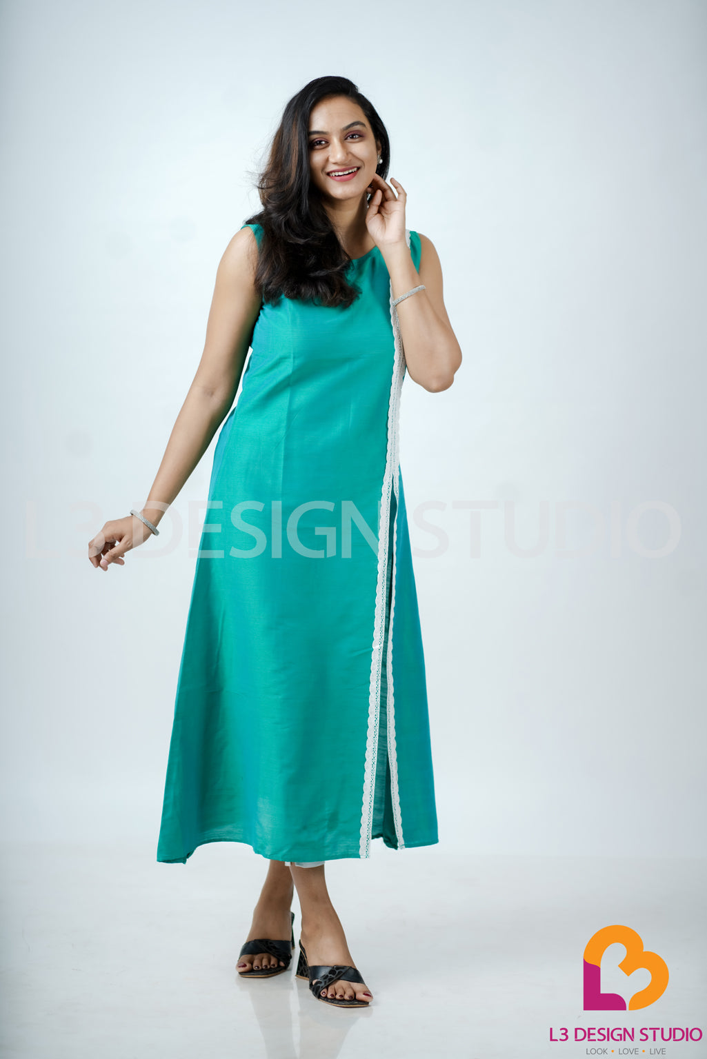 Aqua Green Cotton Silk Kurti