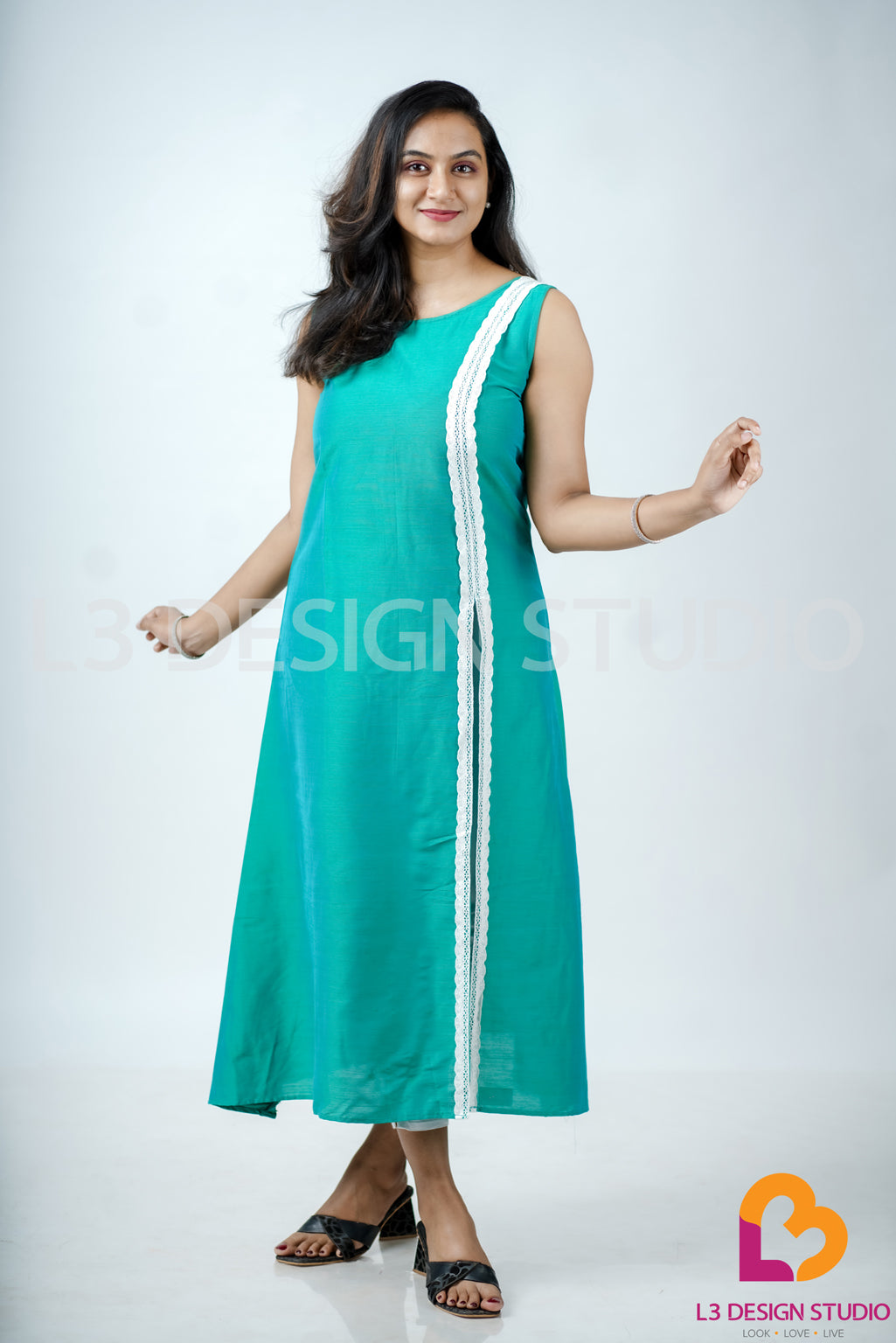 Aqua Green Cotton Silk Kurti