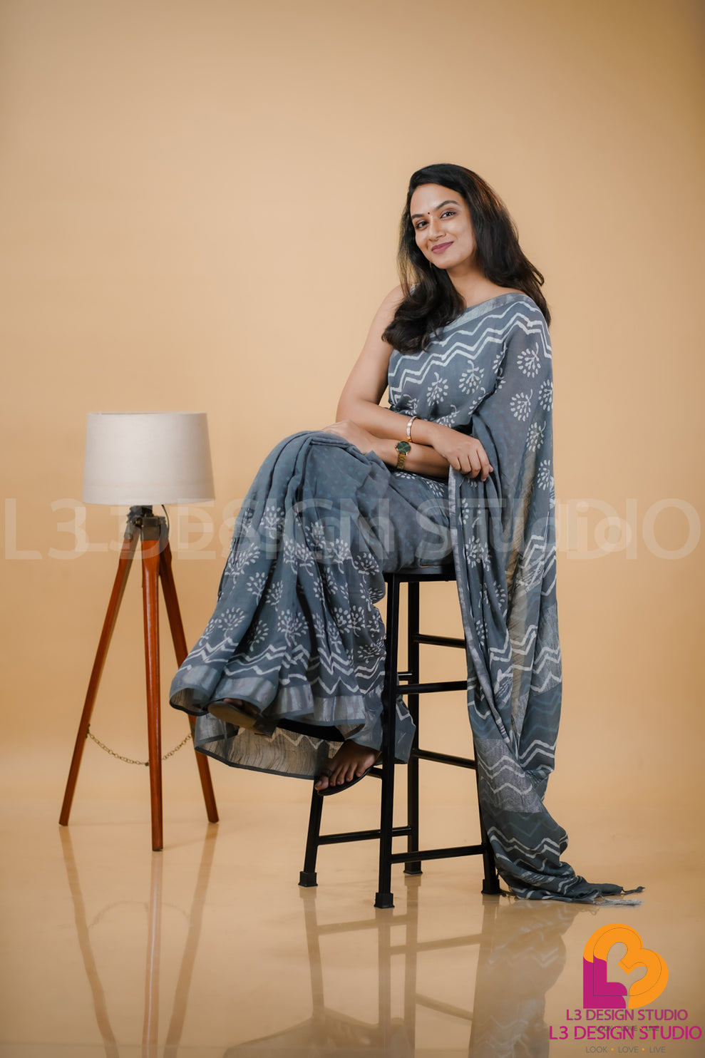 GREY LINEN COTTON SAREE