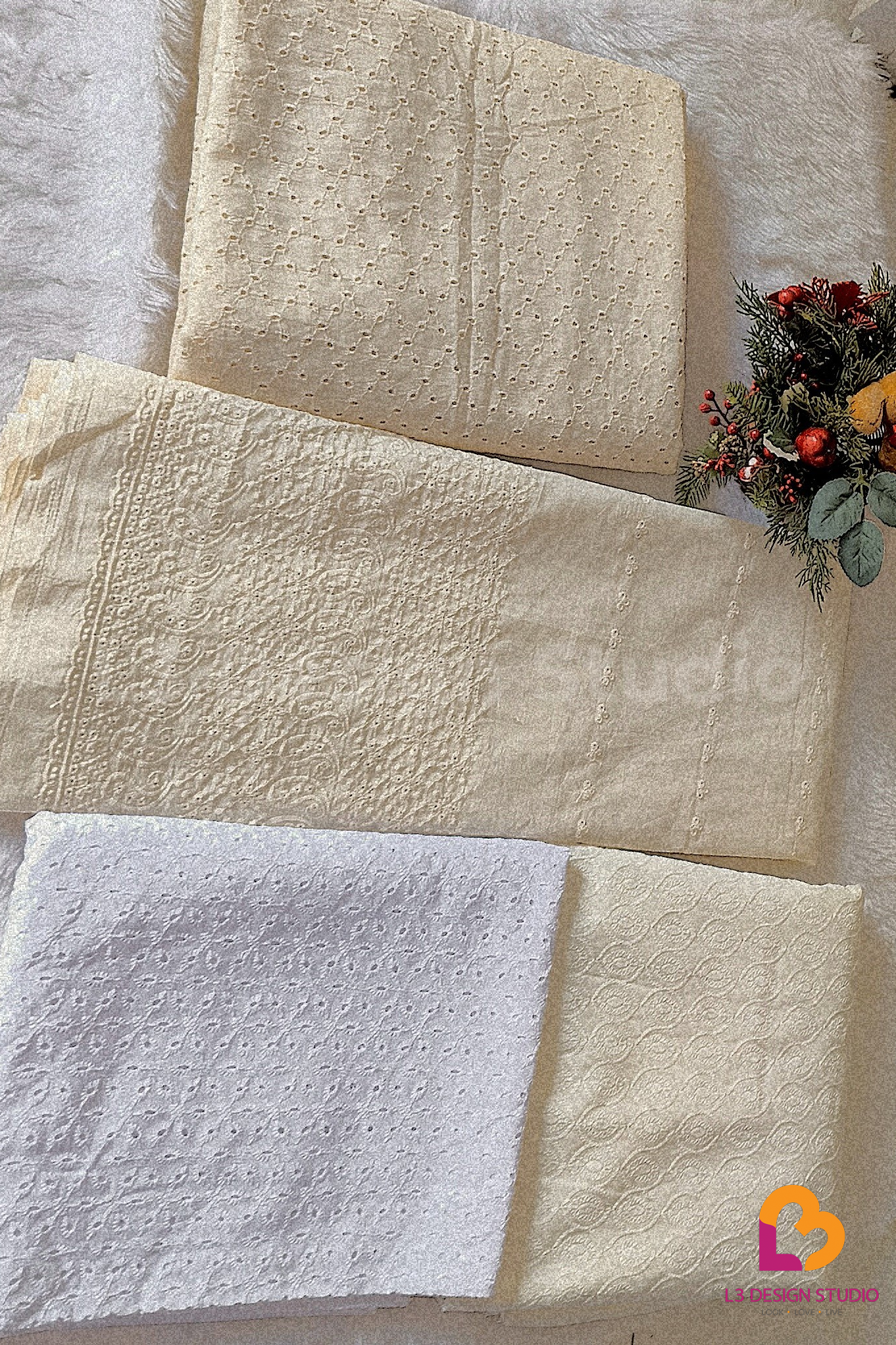 3Meter white and off-white hakoba fabrics