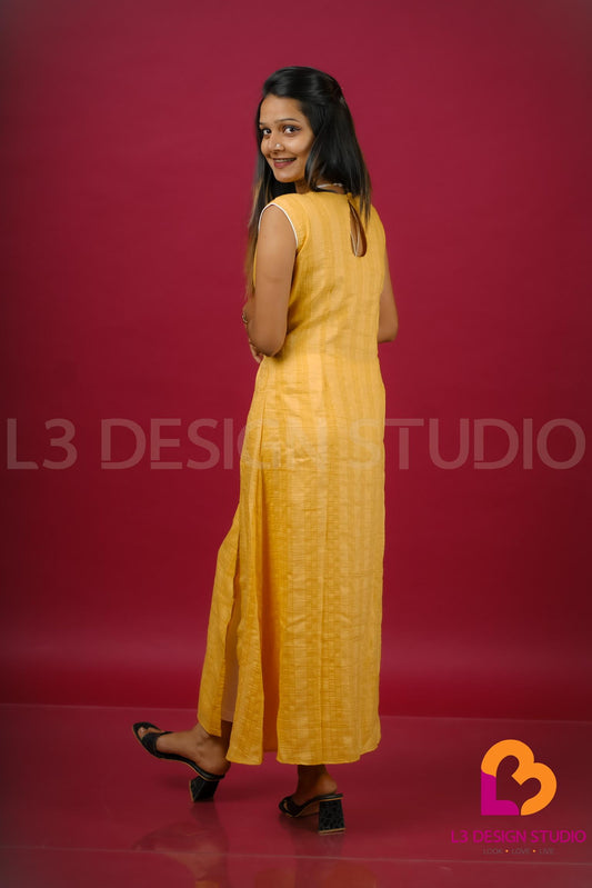 Mustard Yellow A-Line Kurti Dress